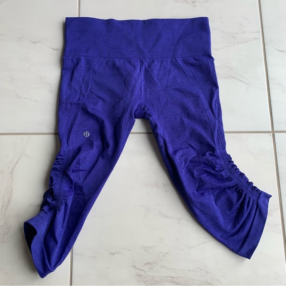 Lululemon In The Flow Crop II Heathered Bruised Berry seamless leggings purple - Picture 8 of 12